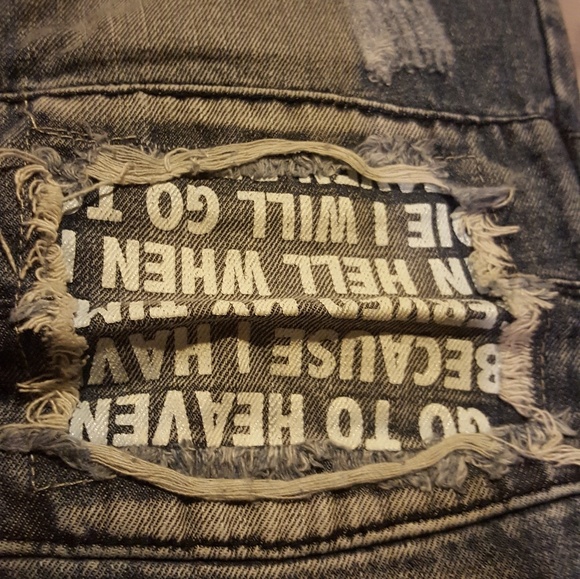 Contender Mens Denim embroidery Rose ripped jeans - Picture 7 of 8